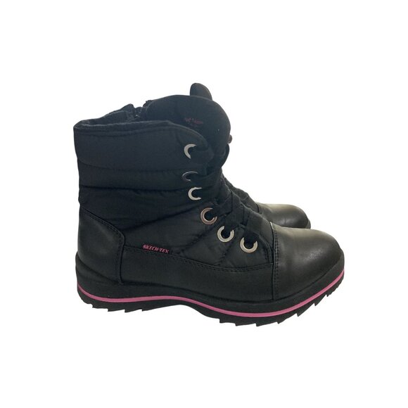 Skechers Youth Size 4 Black Pink Water-Resistant  Winter  Insulated Ankle Boots - Picture 4 of 7